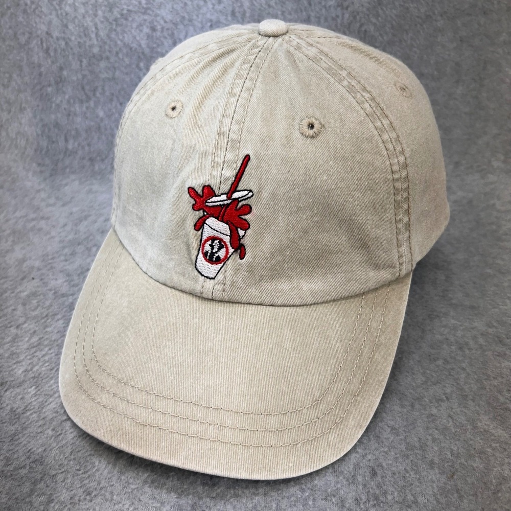 Spilled Drink Graphic Men Tan Slim Chickens Sportsman Cotton Cap OSFA